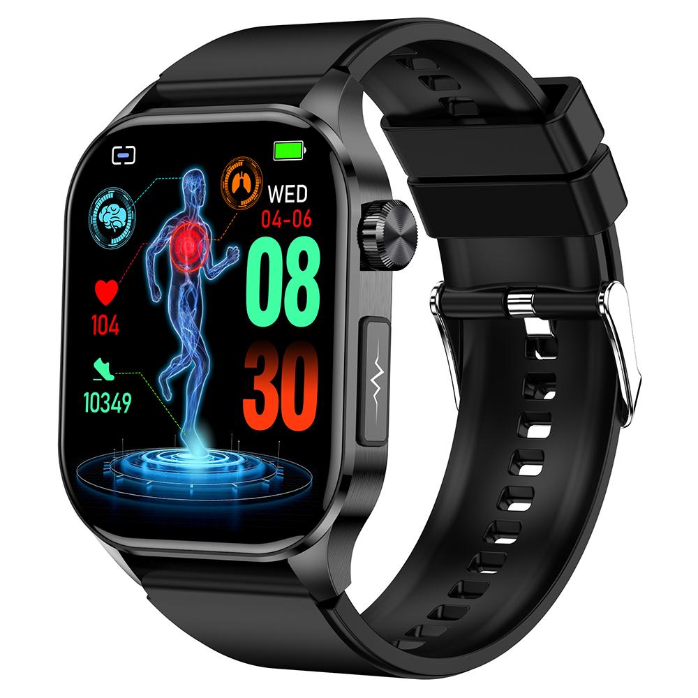 

ET580 2.04 AMOLED Screen ECG Health Monitor Smart Watch, Silicone Strap