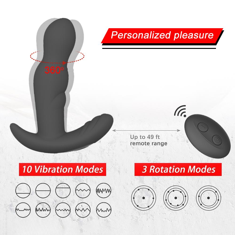 360 Degree Prostate Massager Rotating Anal Vibrator Silicone Male Butt Plug Anus Vibrating Sex Toy For Men G-Spot Stimulation