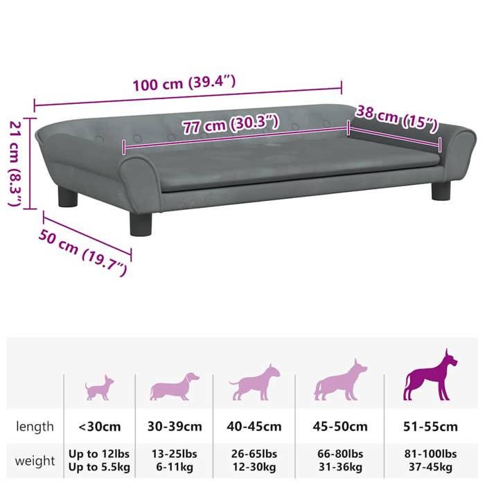 VidaXL Dog Bed, Pet Sofa with Wooden Frame, Basket for Puppies Indoor House, Dark Grey 172007