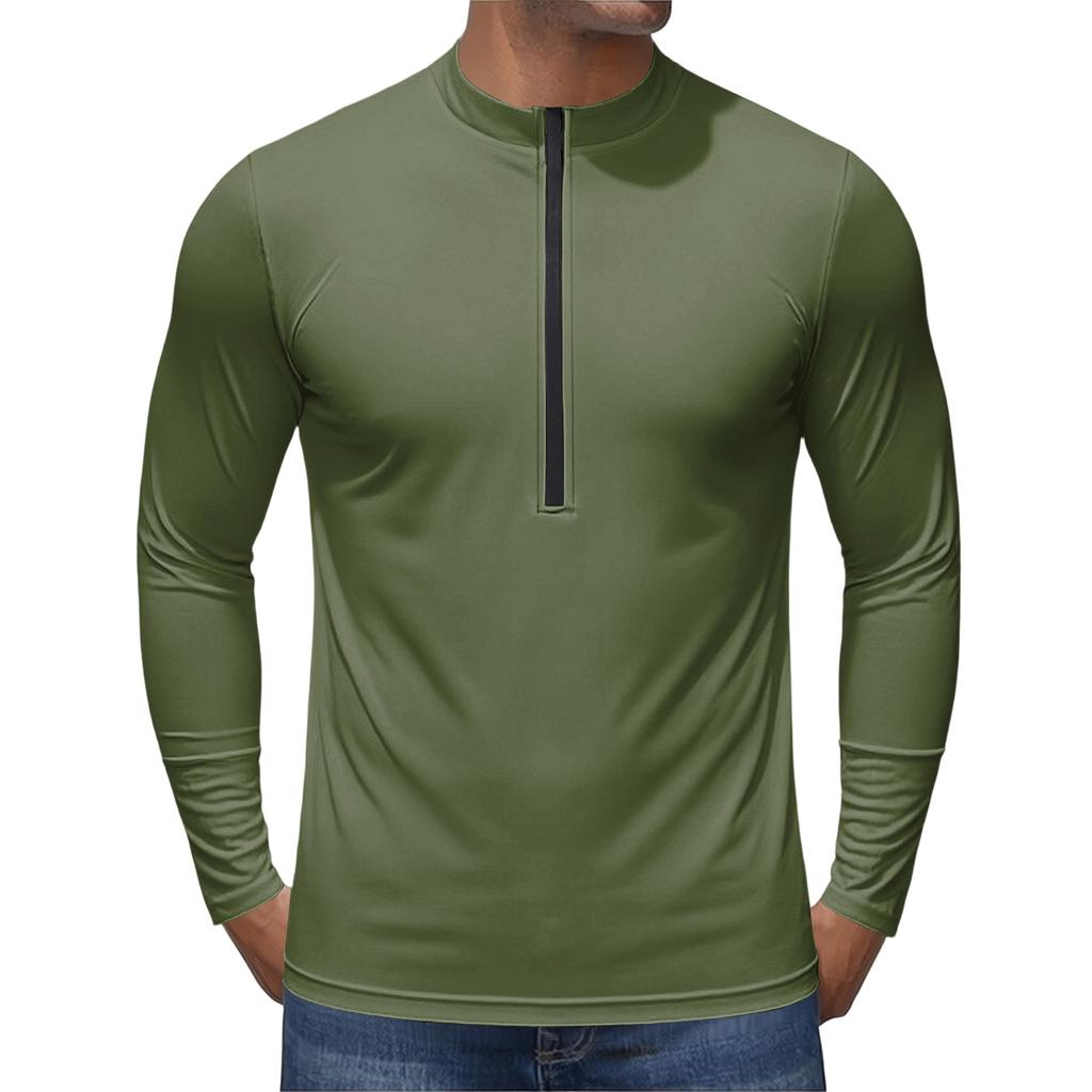 Men's Long Sleeve Quarter Zip Pullover Breathable Quick Dry Athletic Shirt Lightweight Stretchy Performance Top for Outdoor Activities