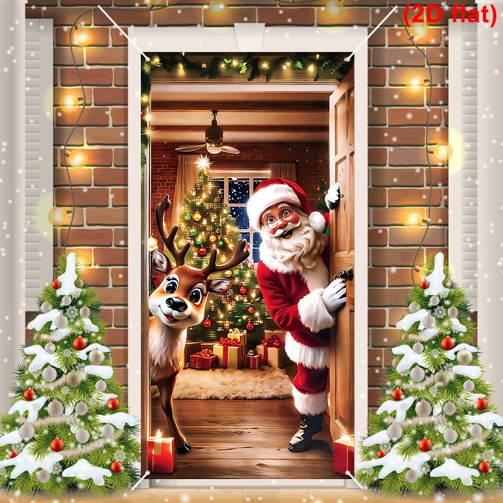 Christmas Hanging Flag Santa Claus Door Banner Christmas Decoration For Home 2025 Xmas Ornament Navidad Natal New Year Gift 2026