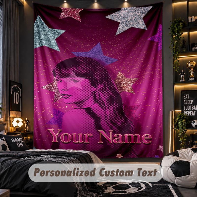 Personalisierte Wandtapisserie, Taylor Swift Individuell Bedruckter Name, Stoff-Wandkunst für Innenraum-Hintergrund