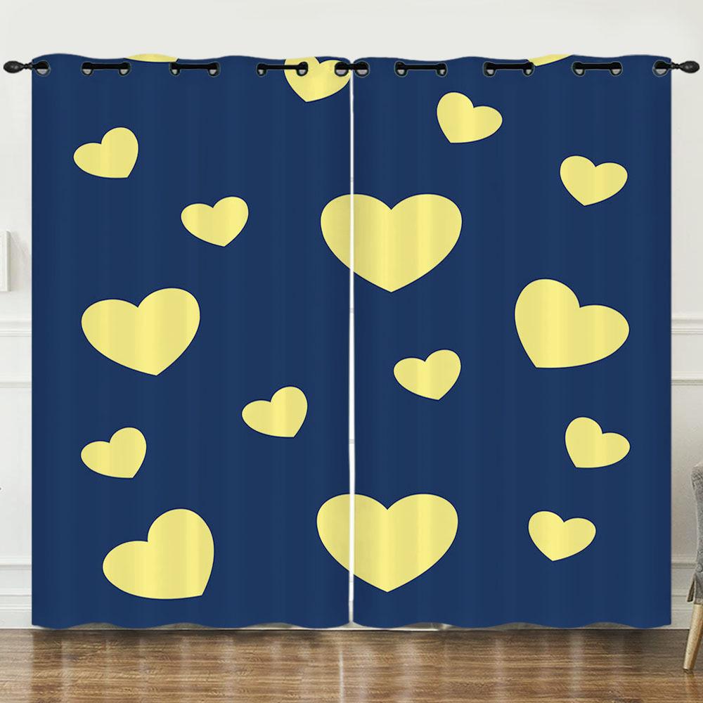 Curtains Full Screen Love Romantic 3D Digital Printing Blackout Curtain Punching
