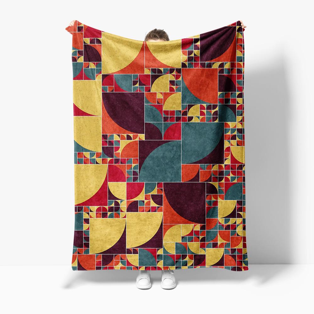 

Geometric Mosaic Throw Blanket Modern Abstract Block Printed Sofa Bed Decorative Cushion Cover Gift 75x100cm (30x40inch)