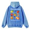 Oversized Womens Washed Hoodies Rich Fruit Aroma Printing Streetwears Comfortable Pocket Cotton Pullover Clothes
