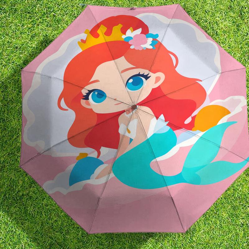 1pc Mermaid Shell Pattern Umbrella Design Automatic Opening and Closing Umbrella, High-quality Travel Umbrella, c1128277