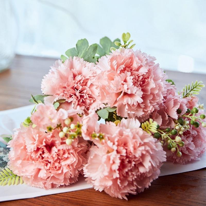 

Искусственные цветы гвоздики Центральная часть Цветочный букет из искусственной гвоздики Искусственные цветы со стеблями 7 головок на связку 1pcs