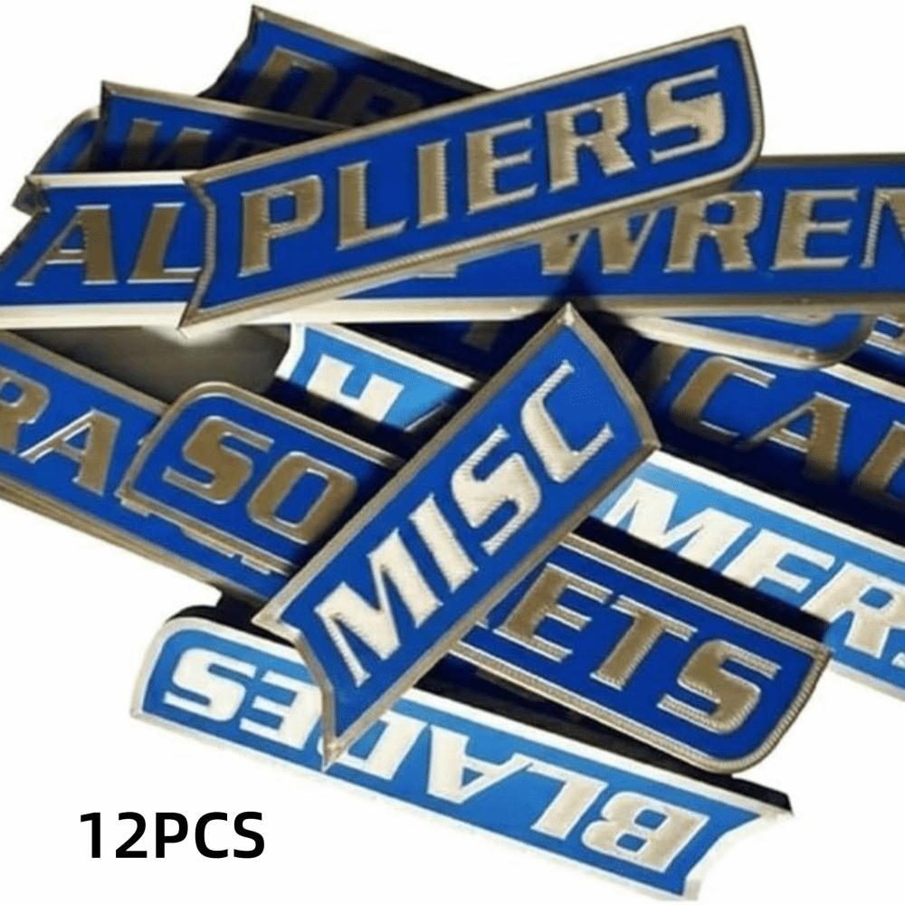 Portable 3D-Printed Tool Box Labels  For Steel Toolboxes Carts Drawers and Cabinets