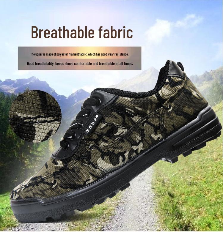 3537 Men's Low-Top Anti-Odor Non-Slip Construction Shoes - Wear-Resistant Rubber Canvas for Outdoor Mountaineering