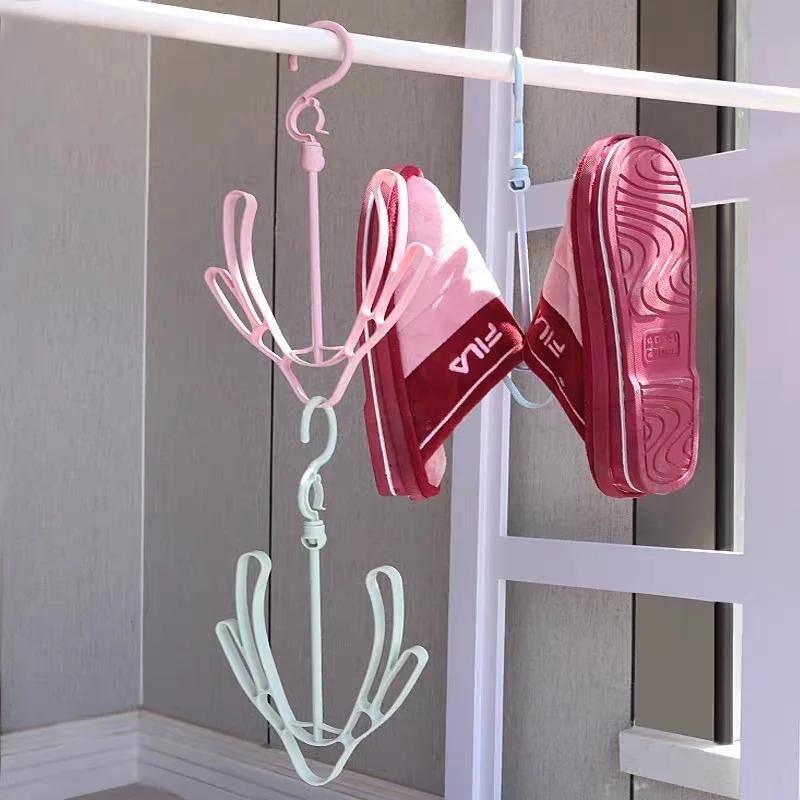 Dry Shoe Rack Organizer Hanger Multi-purpose Shoes Drying Rack Vertical Hang Rack Clothes Holder Sandals Hook Outdoor Windproof