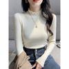 Lace lace inner top spring semi-turtleneck knitted sweater women's solid color high-end slim-fit bottoming shirt