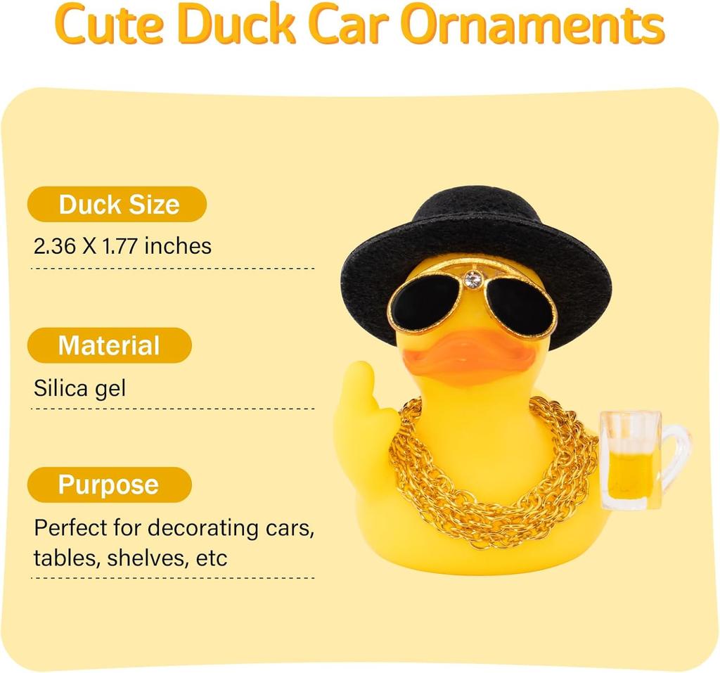 Rubber Middle Finger Duck Car Ornament Funny Office Gift Car Dashboard Decoration Quirky Decor Rubber Duck Funny Car Accessories