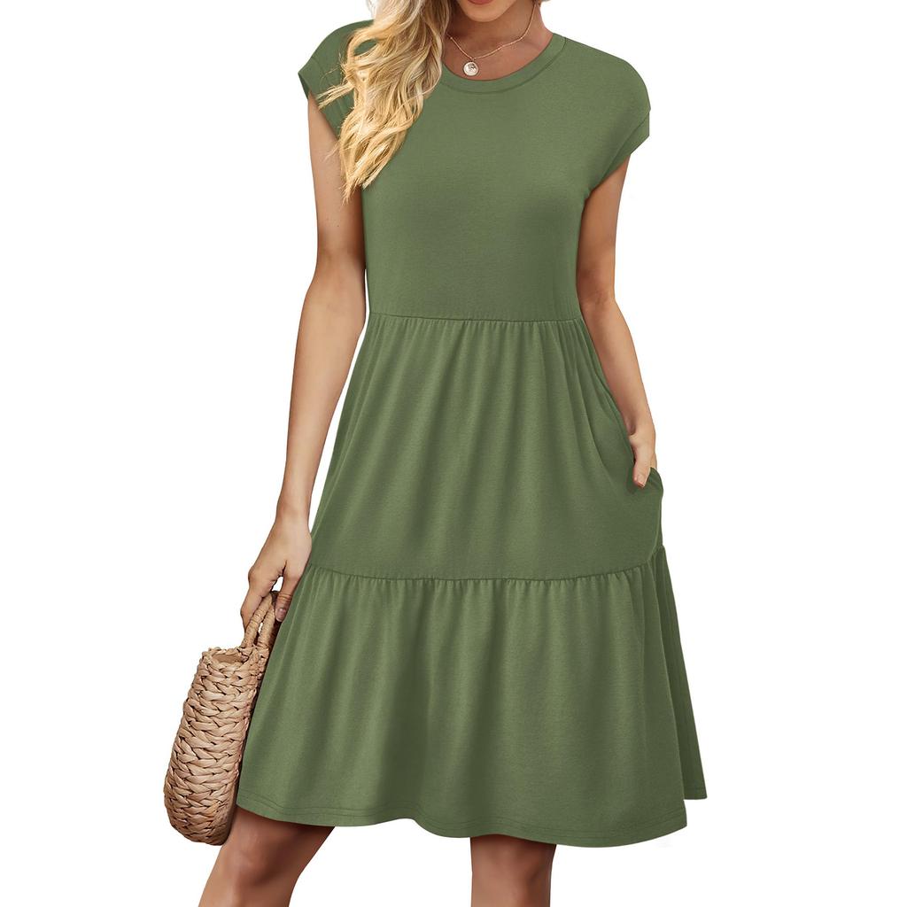 Women's Casual Minimalist Beach Resort Short-Sleeve Dress