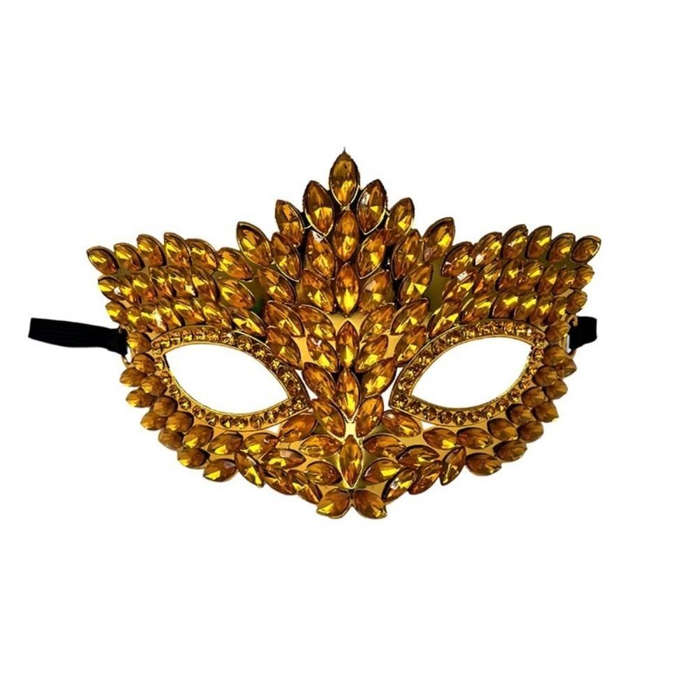 Luxury Masquerade Mask Flame Leaf Rhinestone Half Mask Half Face Mask Costume Cosplay золотой