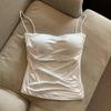 Top Canottiera Pieghettato Spicy Girl da Donna con Coppe - Versatile da Sovrapporre o da Indossare da Solo, Schiena Stilosa, Spalline Sottili, Essenziale Estivo Modellante.