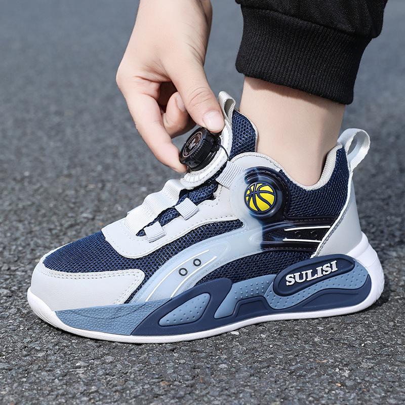 Boys' Winter 2025 Two-Layer Cotton Sports Shoes, Plus Velvet, Lightweight, Non-Slip, Waterproof, for Middle and Big Kids, Running and Basketball