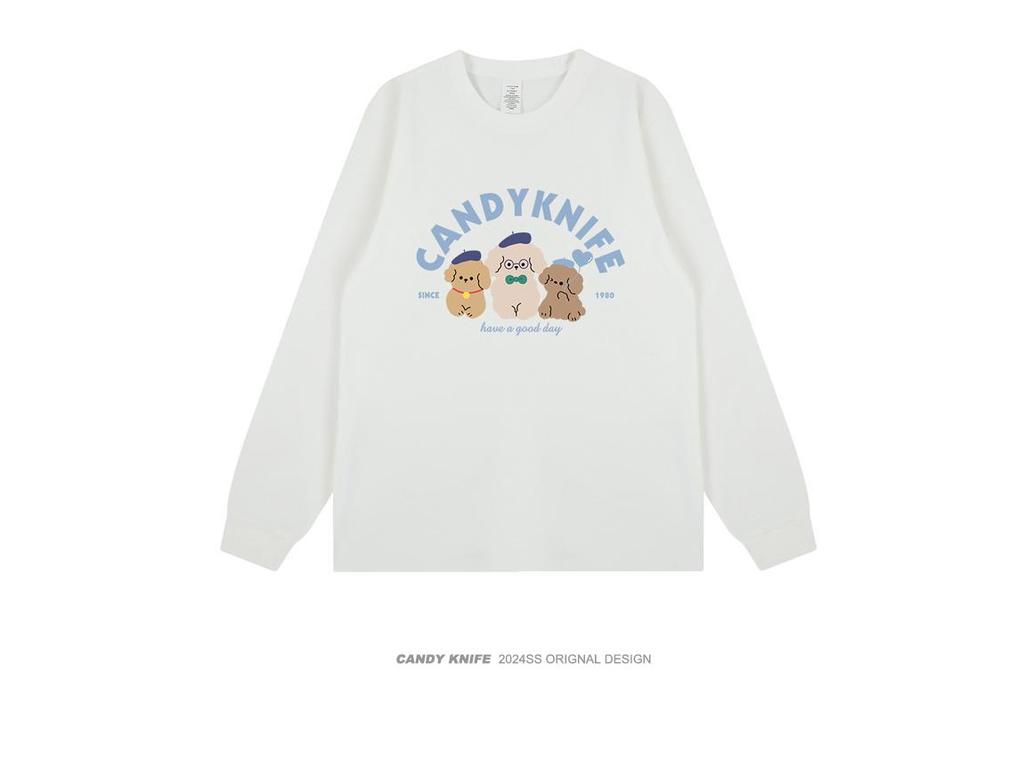 Trendy Cartoon Print Long-Sleeve T-Shirt - Age-Defying, Versatile, and Cozy for Autumn & Winter