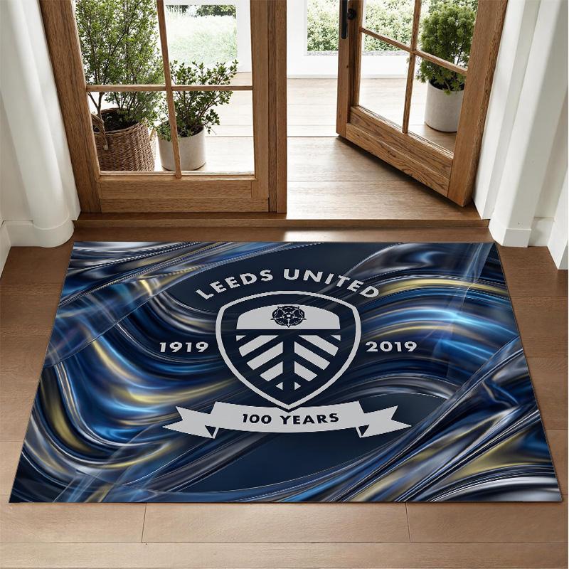 Leeds United Football Design Crystal Velvet Rug Soft Decorative Mat for Bedroom Entrance