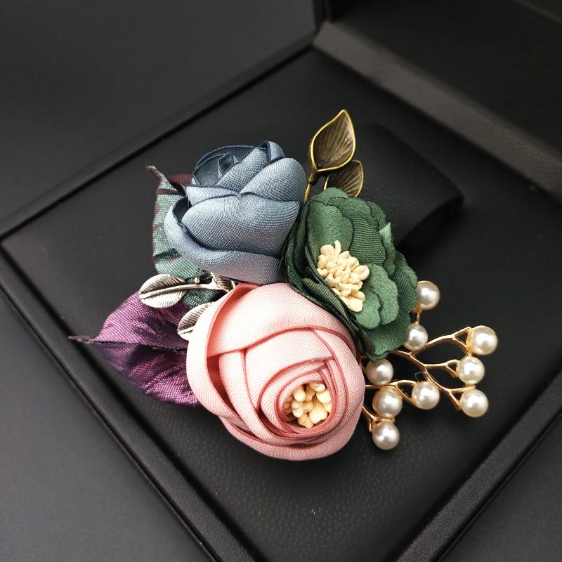 Korean Fabric Flower Brooch - Elegant & Versatile Women's Accessory for Clothing