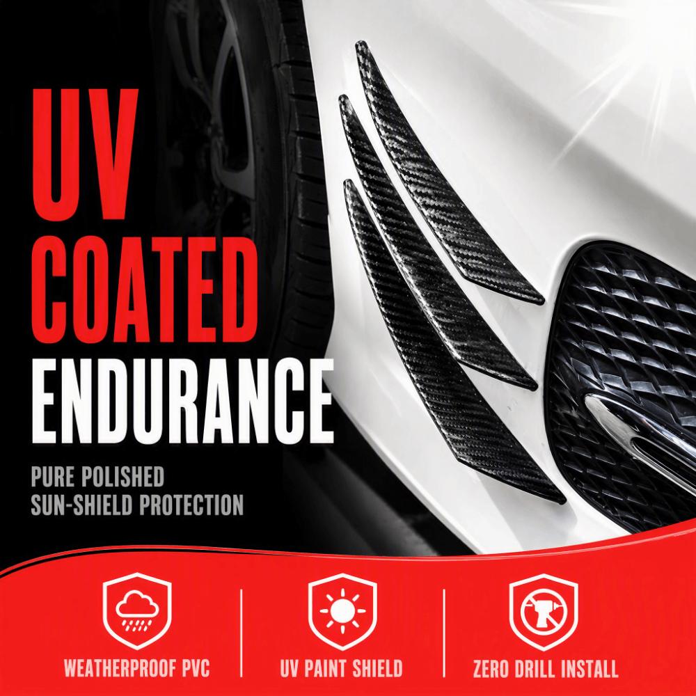 6PCS PVC Car Bumper Fin Universal Car Spoiler Lip Sleek Car Diffuser Valance Bumper Outer Upgrade