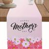1pcs Happy Mother's Day Pink Tulip Love Heart Polyester Table Runner Spring Flowers Leaves Table Runners Dining Table Decoration