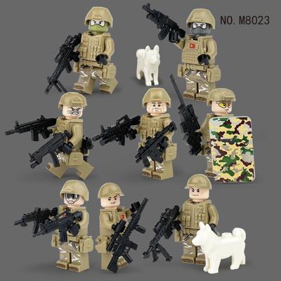 8pcs M8023 Army Border Patrol Doll Assembling Children's Building Block Toy