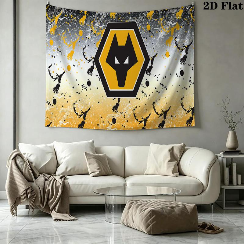 Wolverhampton Wanderers Wandteppich Ästhetisches Wandbehang Gedruckter Stoffdecke Dekorative Wandteppiche für Schlafzimmer Wohnzimmer Heimdekoration