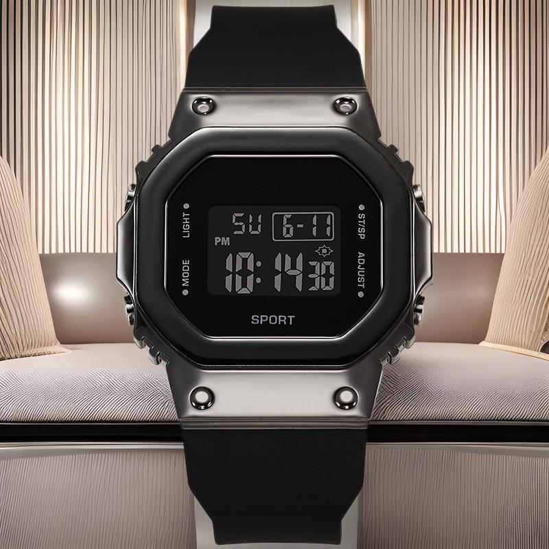 Tecnologia Nera Orologio Quadrato Galvanizzato Stile Femminile Semplice Temperamento Studente delle Medie Orologio da Uomo Impermeabile Luminoso Orologio Elettronico