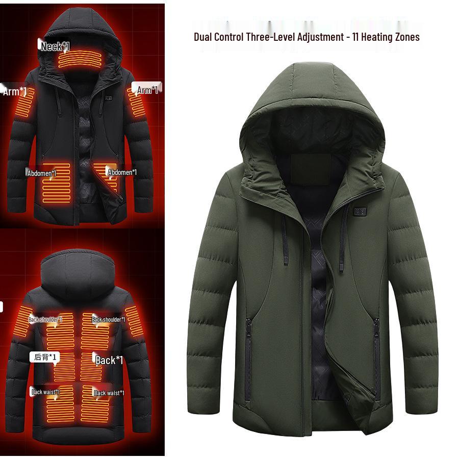 Intelligente beheizbare Winterjacke mit doppelter Steuerung und einstellbarer Temperatur für Damen und Herren 5XL black