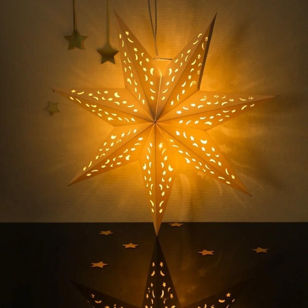 New Year Decor Hollow Out Star Hanging Pendants Paper Eid Mubarak Christmas Light Cover Lamp Cover Home Decorations