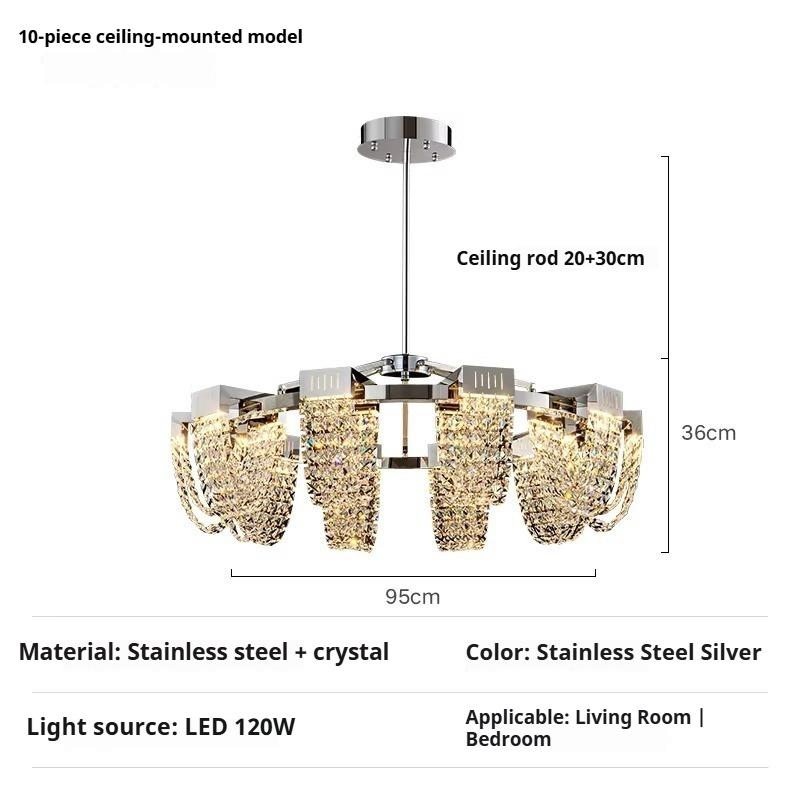 Luxury Chrome Crystal Chandelier Luster Led Ceiling Chandeliers for Villa Living Dining Room Bedroom Postmodern Home Decor