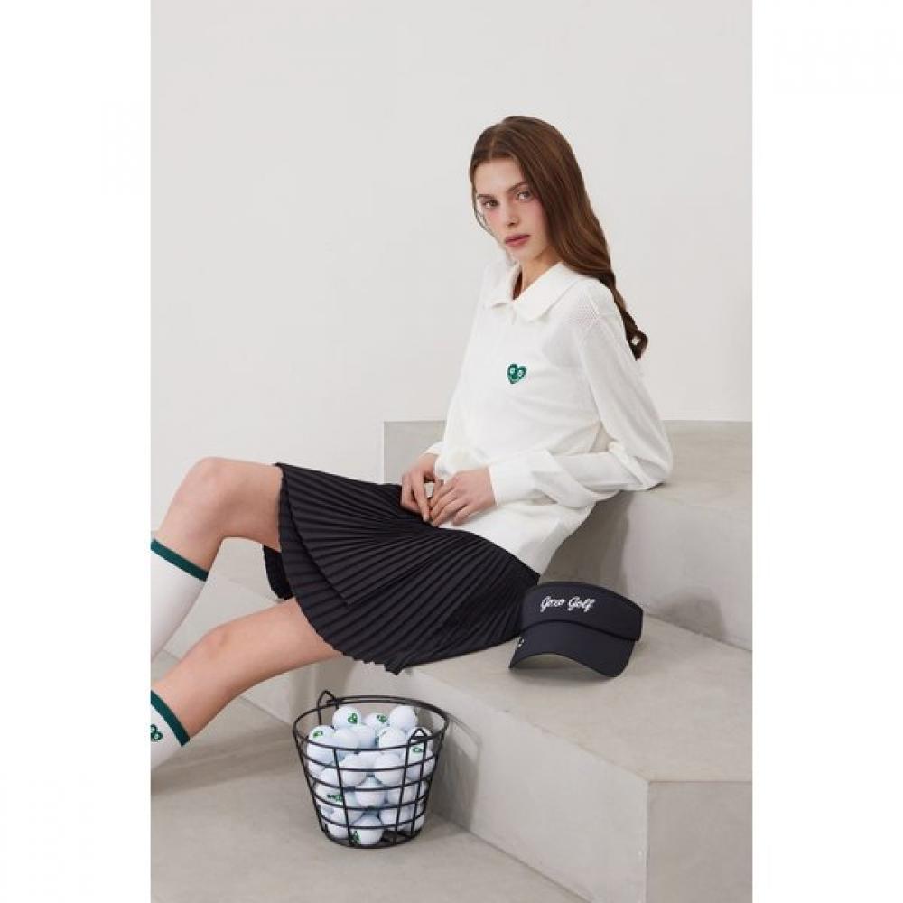 GOXO Airy Knit Zip Up Smile Heart White