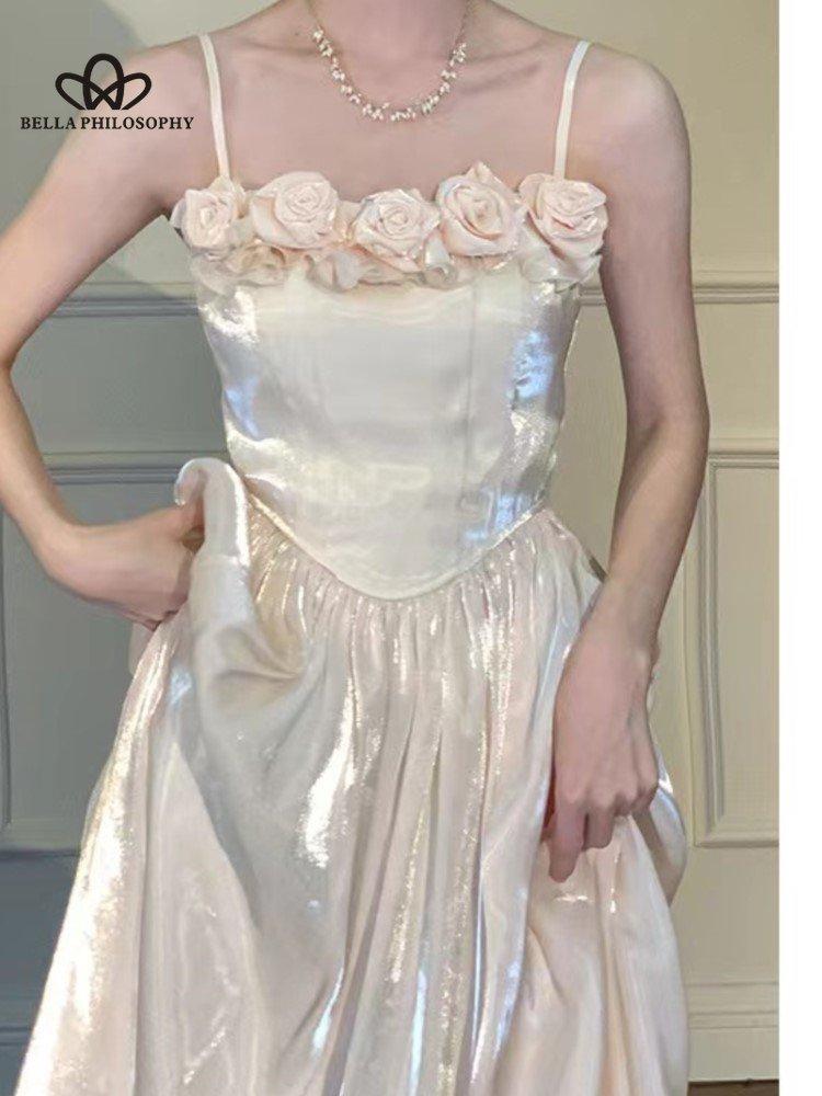 

Летнее французское элегантное вечернее платье, женское праздничное пляжное платье миди с короткими рукавами, цельное платье, корейская мода L