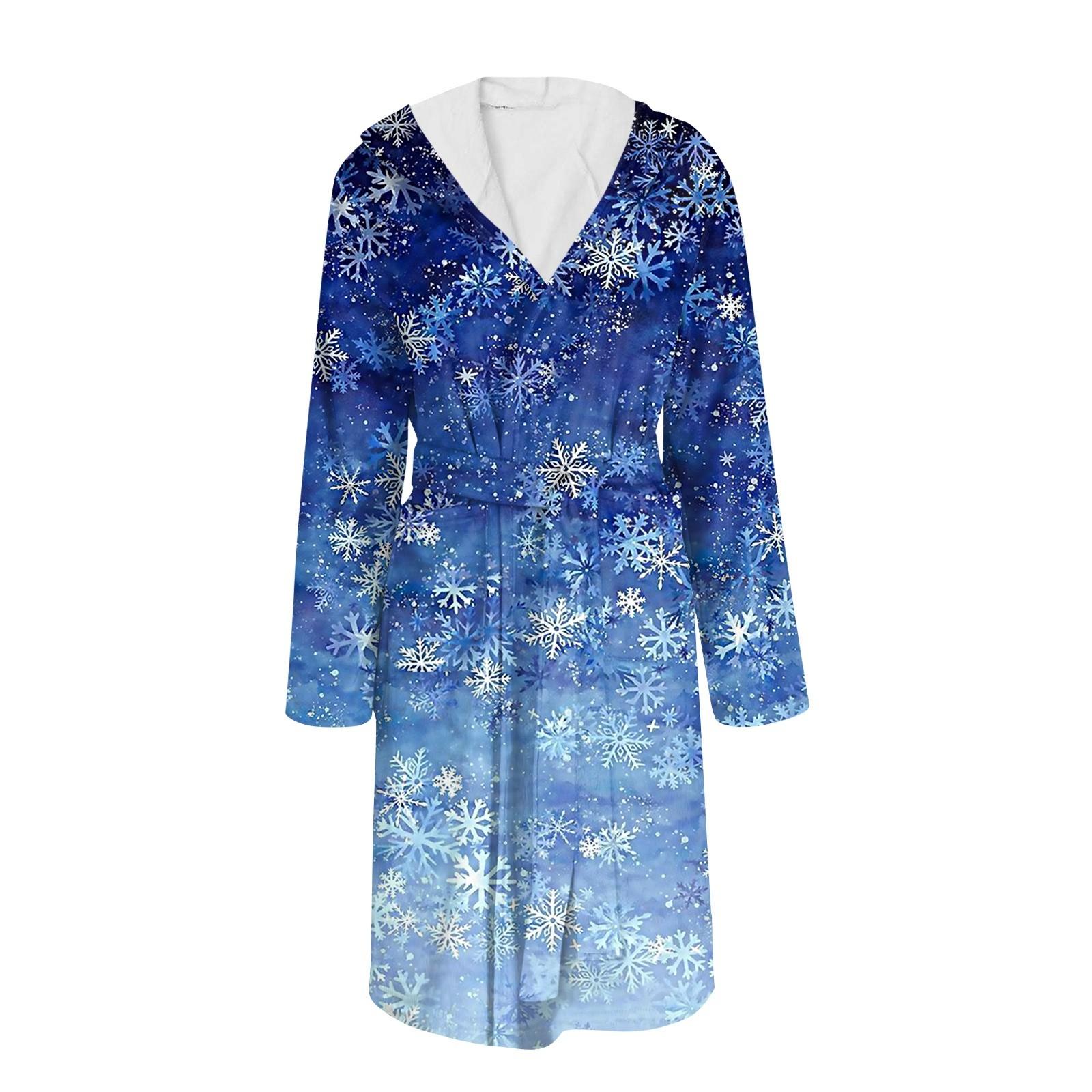 

Халат для мужчин и женщин с рождественским принтом фланелевый халат впитывающий быстросохнущий хлопковый ночная рубашка S синий