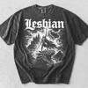 Lesbian Warrior Graphic T-Shirt,Dark Art Dragon Gothic Shirt,Dark Art Castle Top,Gothic Lesbian Shirt,Dragon Lover Gift,Gift For Lesbian