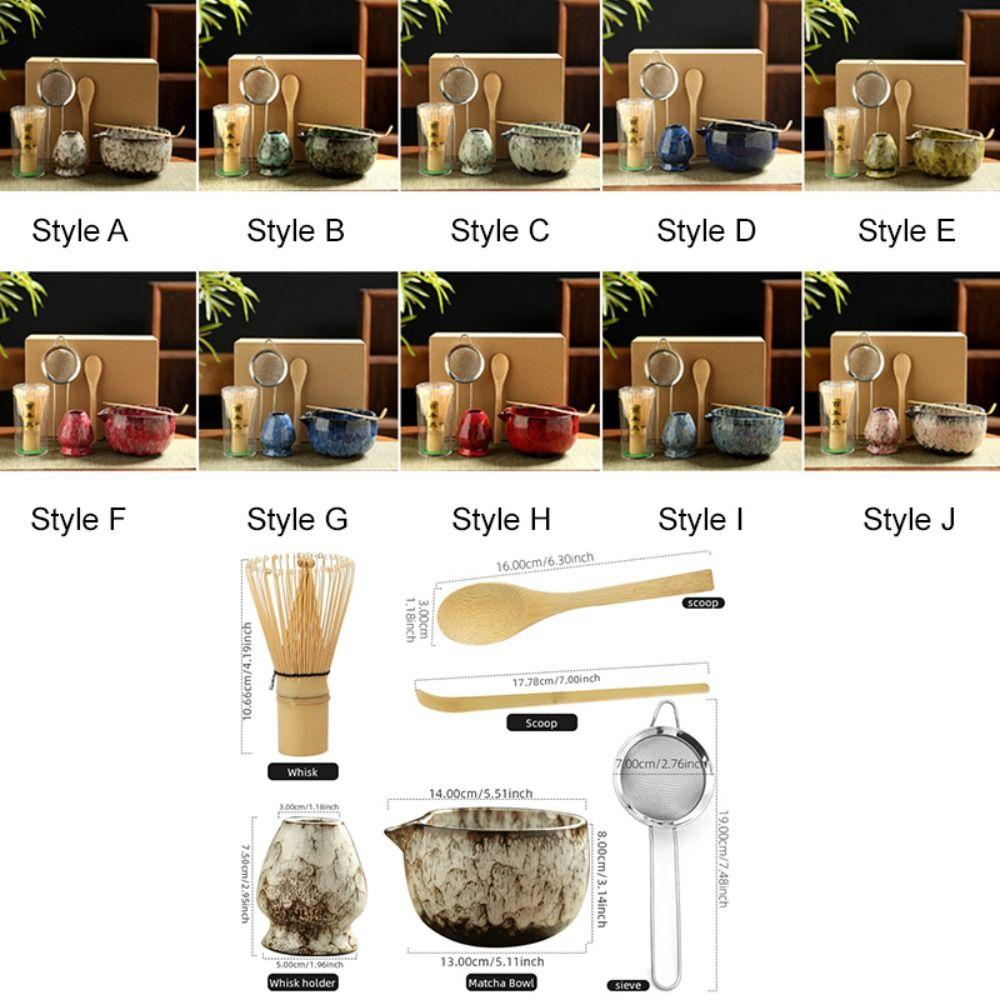 6 Piece/Set Ceramic Matcha Whisk Kit Colored Glaze Technique Matcha Bowl Tea Ceremony