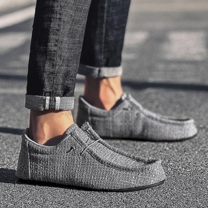 

YRZL Летние мужские парусиновые туфли-лодочки Мокасины Повседневные лоферы Мужские туфли-лодочки Зеленые Легкие Дышащие Удобные Туфли для вождения 47 серый