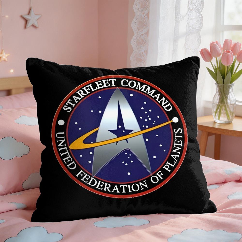 Star TTrek Ship Movie Logo Cushion Cover Square Short Plush Pillow Case Living Room Sofa Home Decor Funda X