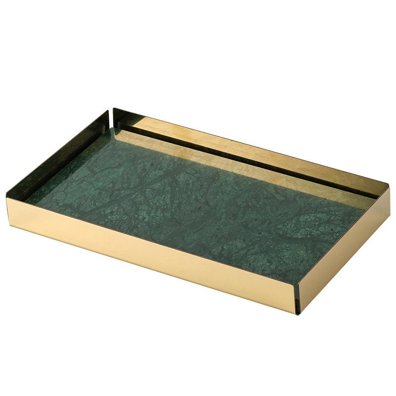 Light Luxury New Chinese Style Marble Tray Fruit Plate Storage Living Room Model Room Villa Hotel High-end Jewelry Ornaments