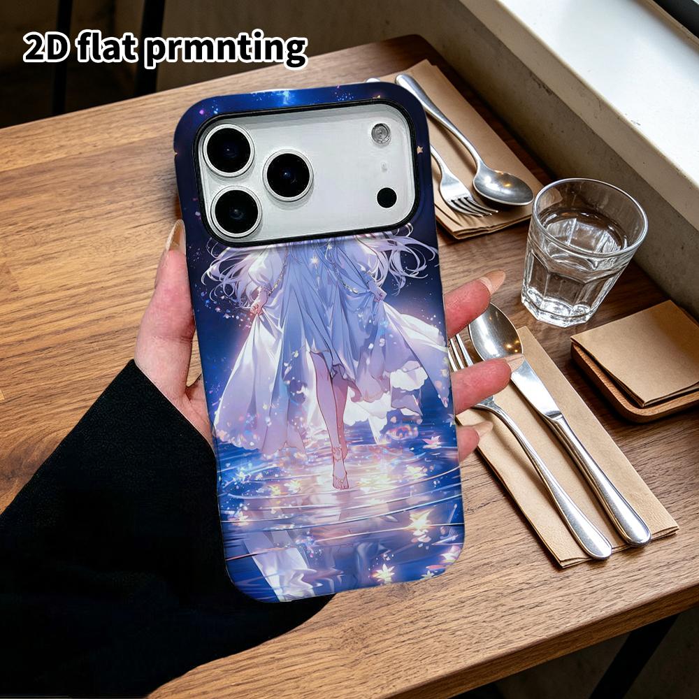 Phone Case: 2D Flat Design Suitable for iPhone 18, 17, 16, 15, 14, 13 Pro Film Protective Case, Couple Style, White-Haired Goddess, Christmas and Hall