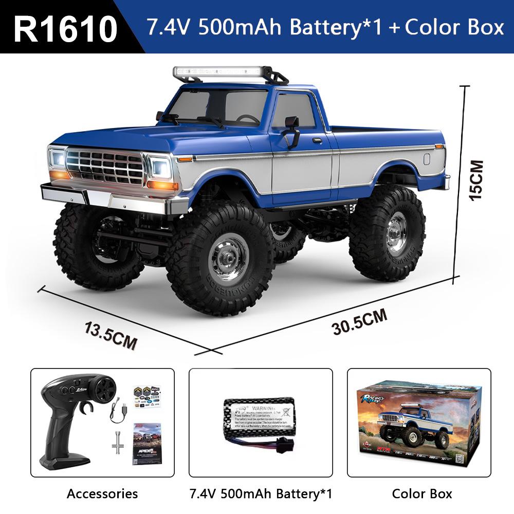 HB R1601 RC Car 1:16 2.4G 4WD Off-Road Remote Control Cars with LED Crawler Trucks Climbing Vehicle Model Toys for Kids Adult