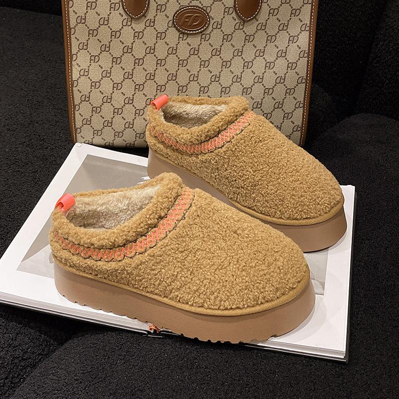 2024 autumn and winter new velvet warm snow boots thick-soled foreign trade women's cotton shoes one foot bread boots