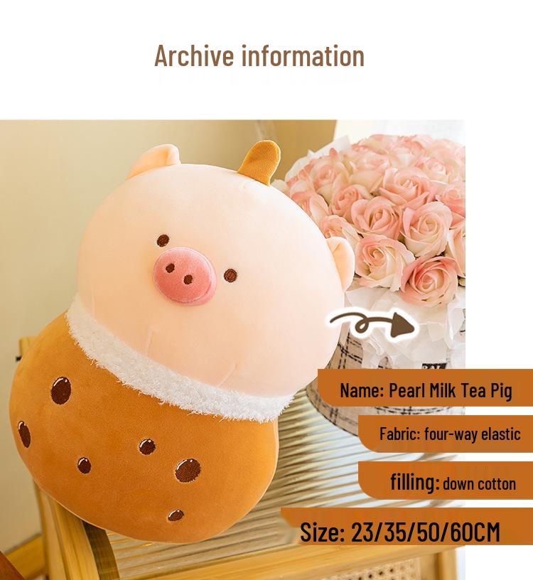 Creative Pig Milk Tea Cup Plush Doll - Adorable Gift & Activity Toy