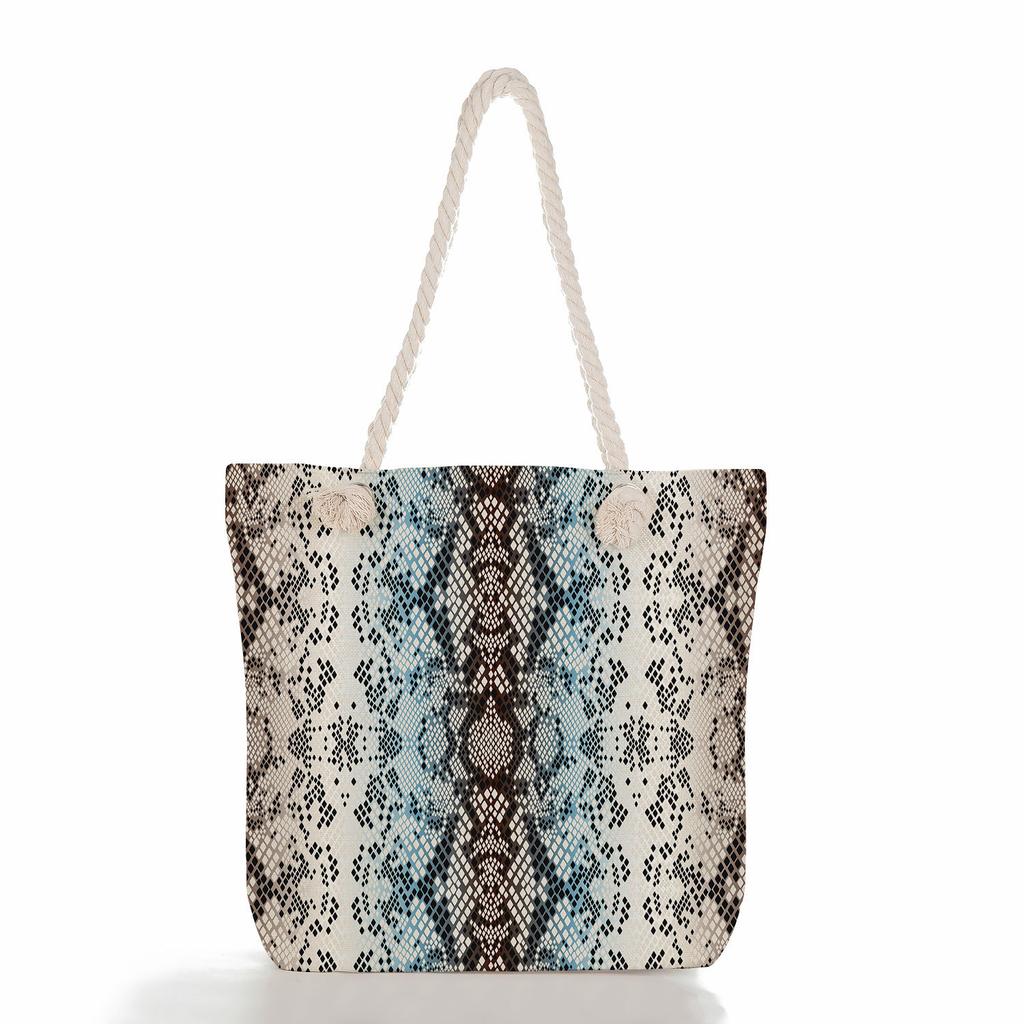 Colorful Print Thick Rope Single-shoulder Beach Bag 7208