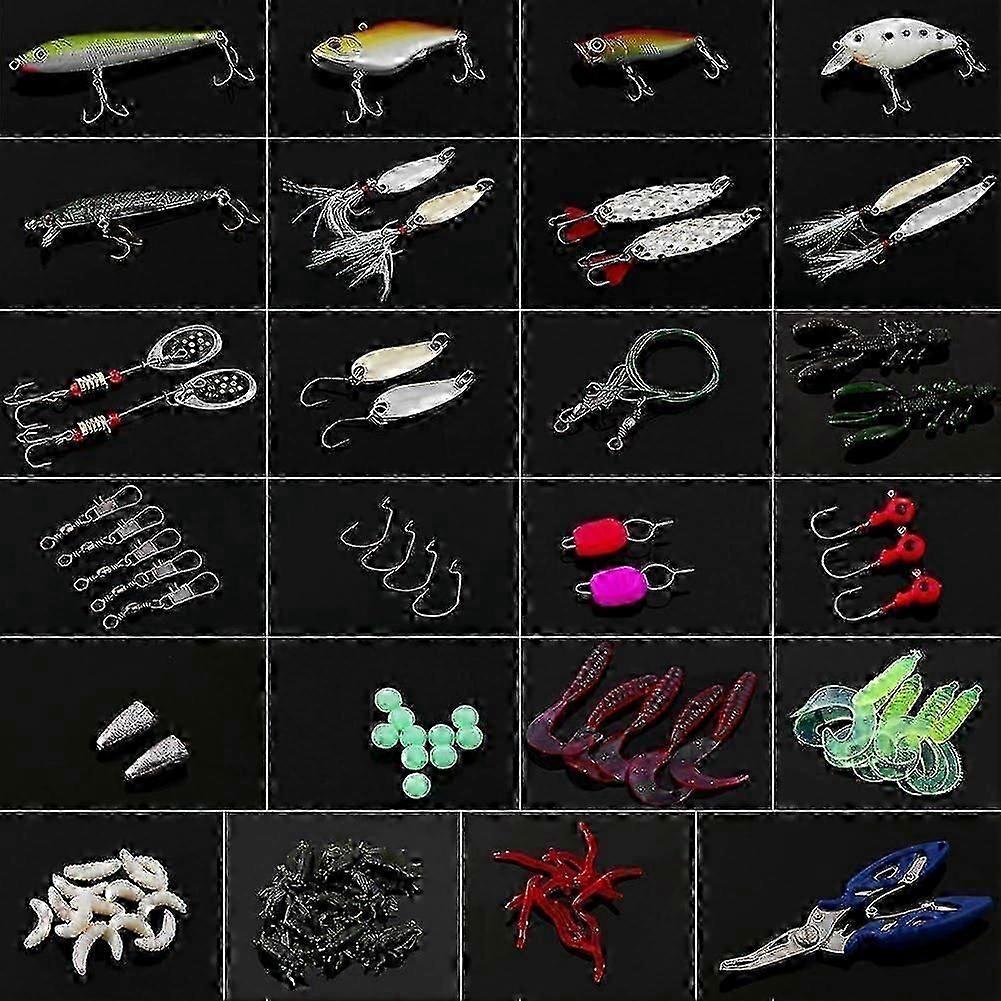 101-Piece Fishing Lure Kit With Spinners, Hooks Swivels - Mixed Tackle Box For Freshwater/Saltwater_cp -CN-NEW