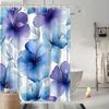 Watercolor Floral Shower Curtain – Purple & Blue Gradient Flowers, 70X70In, Fade-Resistant, Machine Washable, Includes Hooks