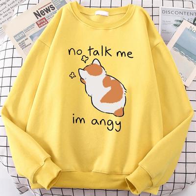 Women Winter Sweatshirt Cartoon Cat Print Long Sleeves Round Neck Loose Keep Warm Pullover Soft Fall Winter Sweatshirt Female Cl