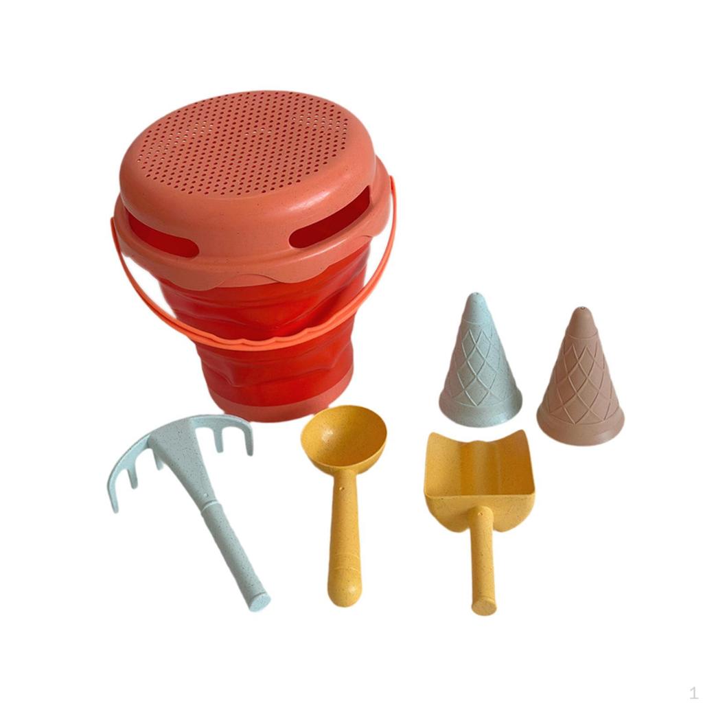 Kids Beach Toys Playset Portable Summer Outing Sandbox Toy Foldable Bucket for Children Boys