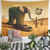 Surreal Elephant Cactus Hybrid Sandals Floating Clock Desert Wall Tapestry Dali Whimsical Art Decor for Bedroom Gift
