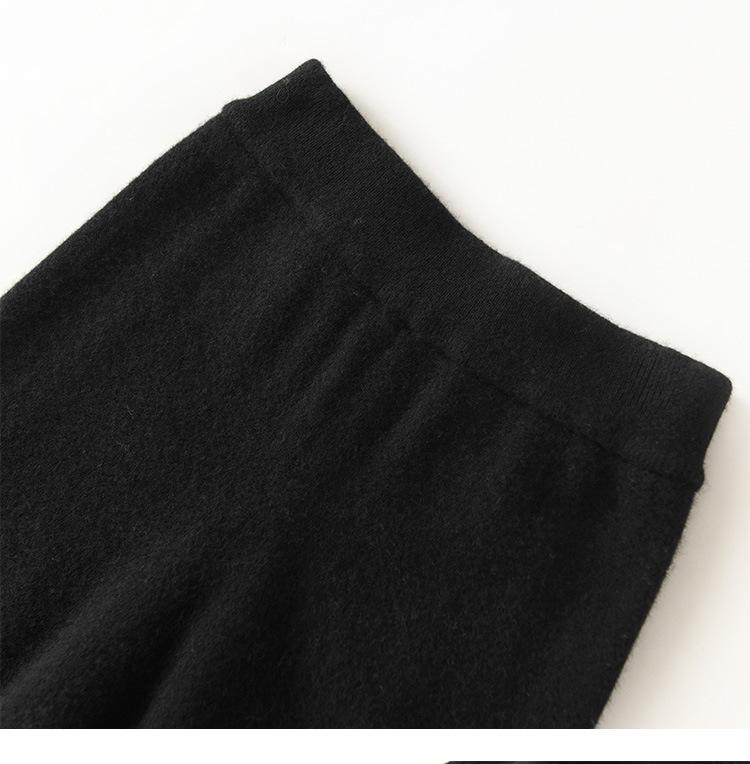 Women's High Waist Wool Knitted Wide-Leg Pants - Autumn/Winter Floor-Length